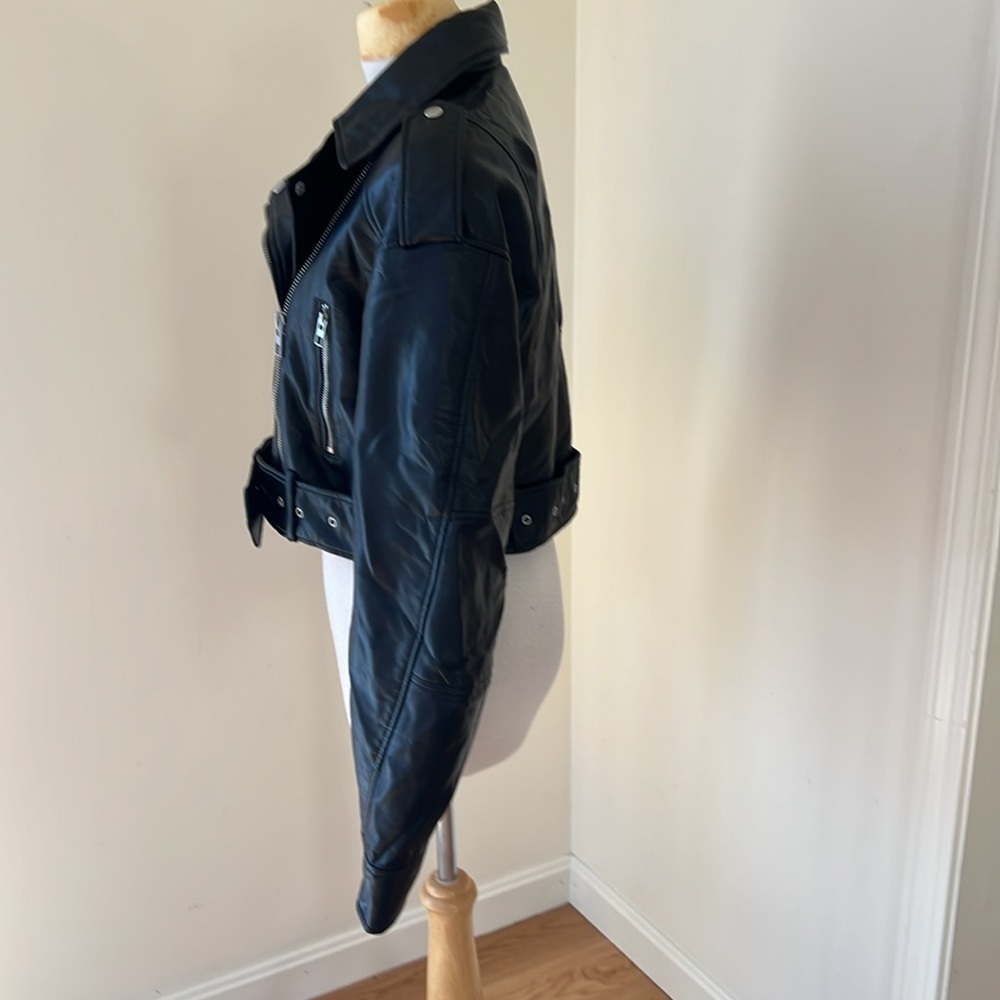 NWOT! Zara small black faux leather biker jacket. - Picture 4 of 13